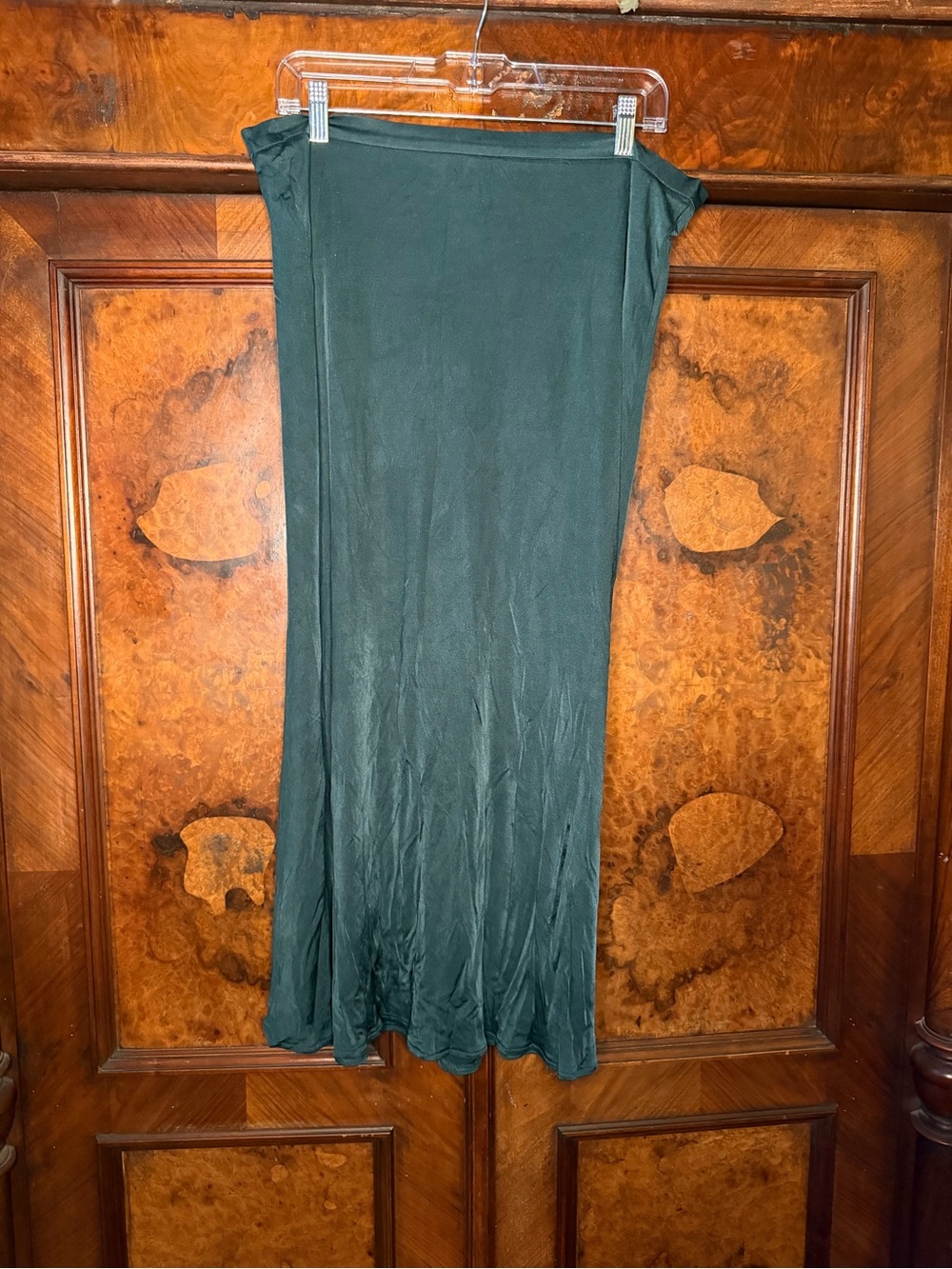 Ginger & Smart Dark Green Viscose Silk Maxi Slip Skirt Size 14